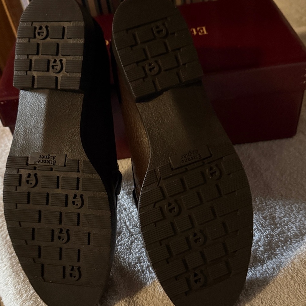 Etienne Aigner Dark Brown Leather Loafers with Gold Tone Hardware - Picture 6 of 6